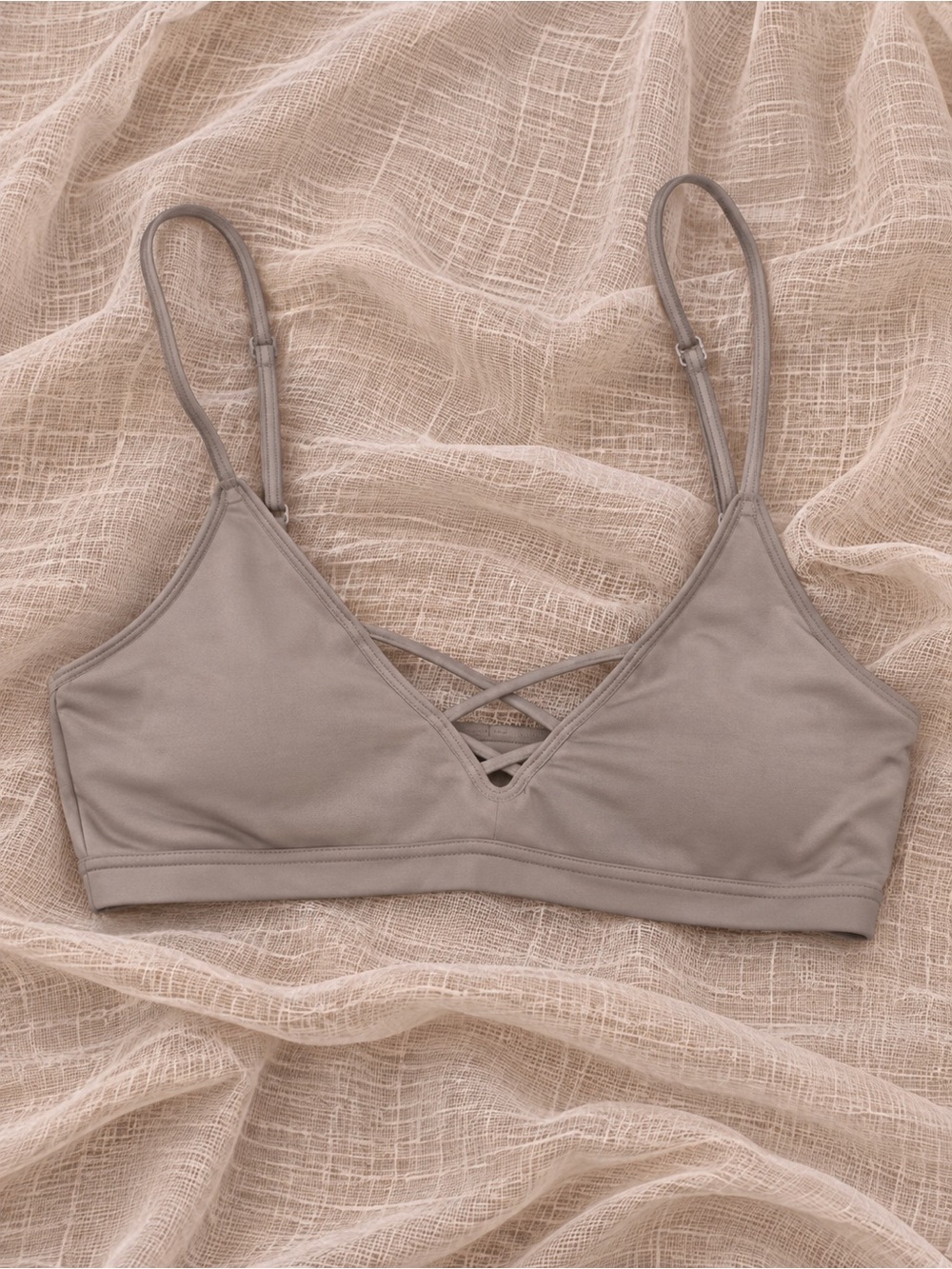 ALO Yoga Criss Cross Bralette Top Taupe